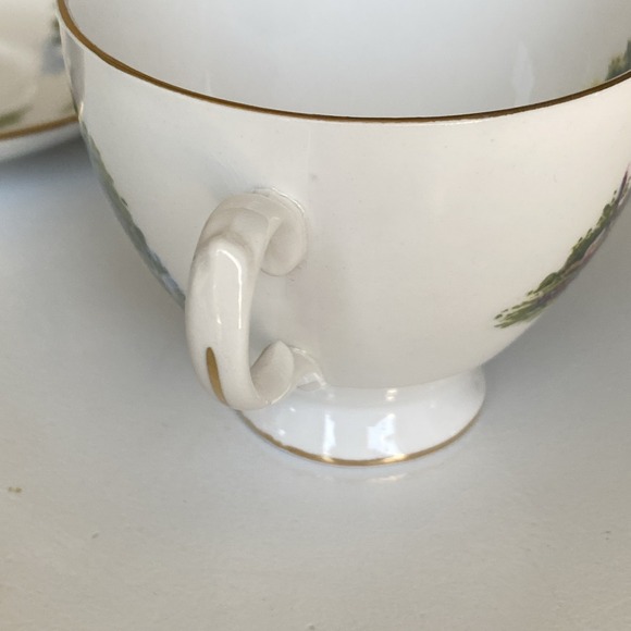 Vintage Royal Vale Teacup & Saucer Cottage Scene & Gardens - Bone China England - Picture 8 of 15